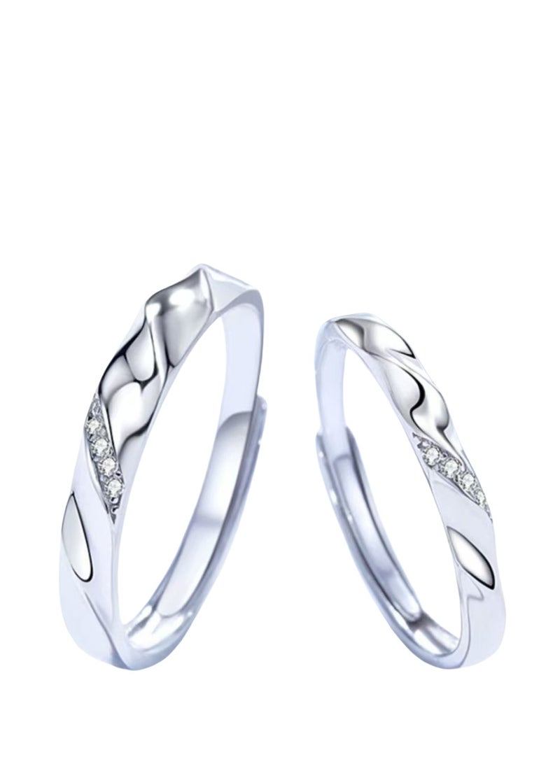 Akali A Pair Of threaded Cubic Zirconia Rings For Men And Women With Adjustable Openings, Couple Rings  - Image 1