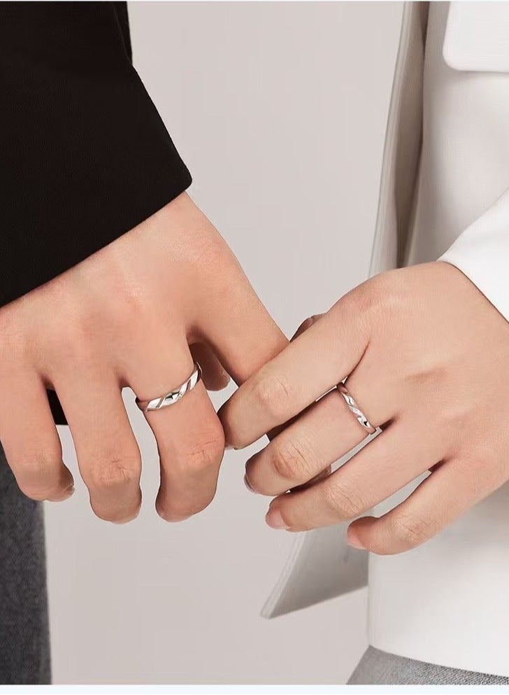 Akali A Pair Of threaded Cubic Zirconia Rings For Men And Women With Adjustable Openings, Couple Rings  - Image 4