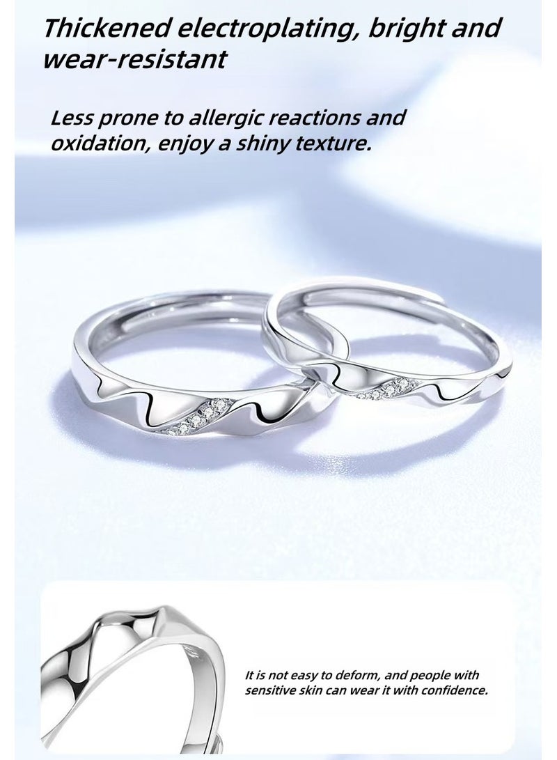 Akali A Pair Of threaded Cubic Zirconia Rings For Men And Women With Adjustable Openings, Couple Rings  - Image 3