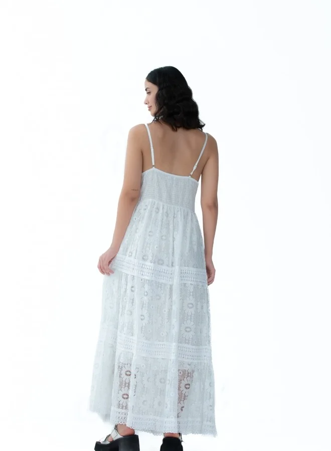 HaILYS White Lace Maxi Dress