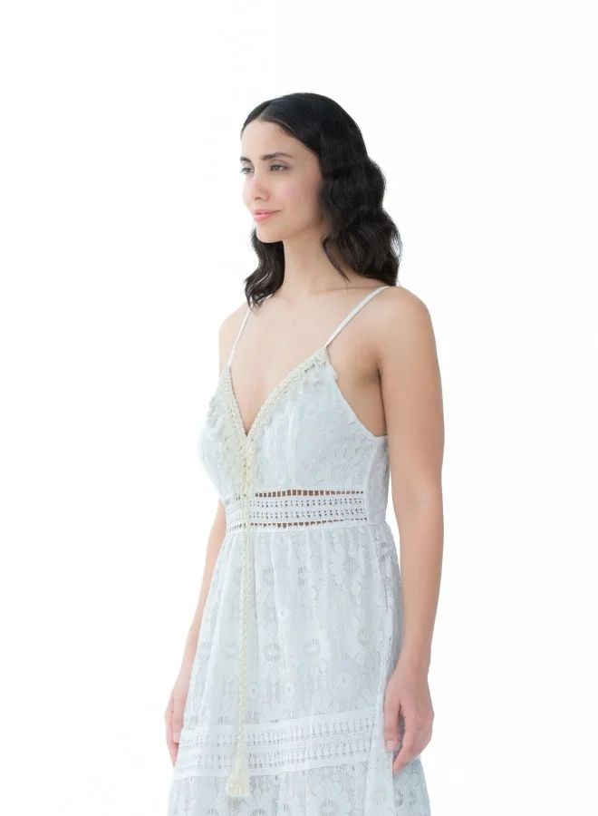 HaILYS White Lace Maxi Dress