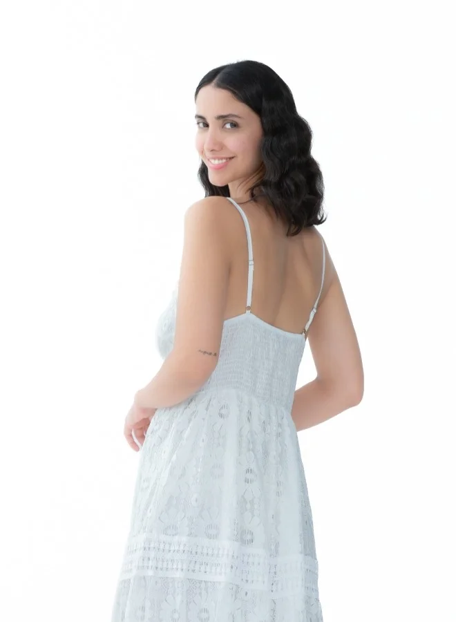 HaILYS White Lace Maxi Dress