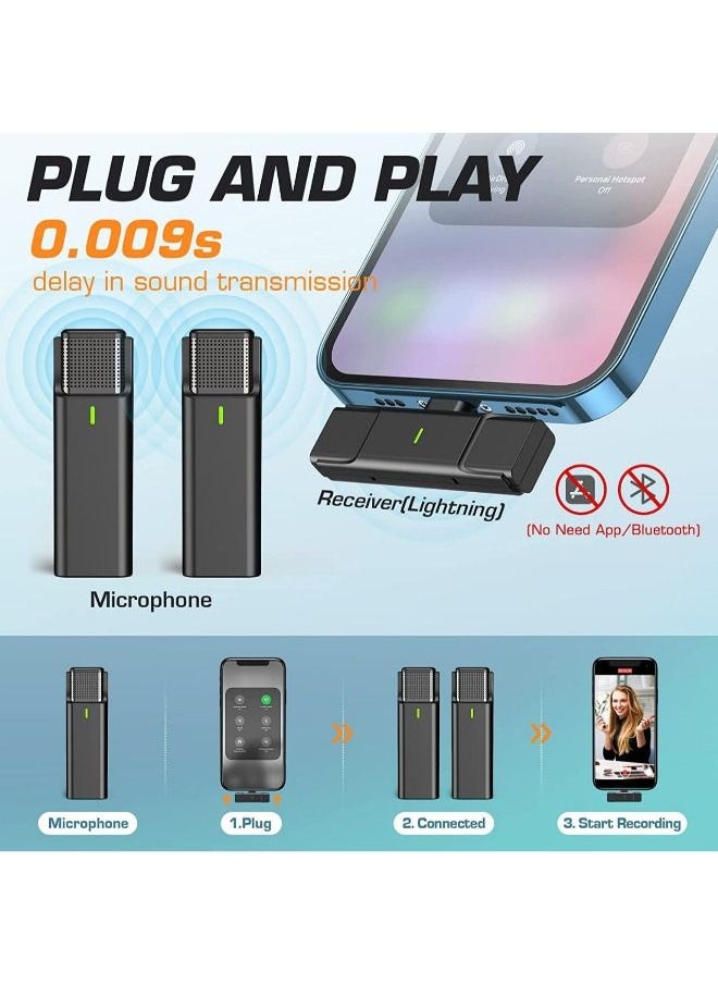 SHOPI - Dule Mic Wireless Lavalier Microphone, 1 for 2 2.4GHz Noise Reduction Microphone System with Charging Case, Plug & Play Automatically Pairing Wireless Microphone, Clear Pickup Recording Mic - Image 1