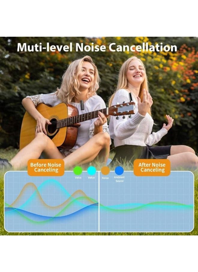 SHOPI - Dule Mic Wireless Lavalier Microphone, 1 for 2 2.4GHz Noise Reduction Microphone System with Charging Case, Plug & Play Automatically Pairing Wireless Microphone, Clear Pickup Recording Mic - Image 1