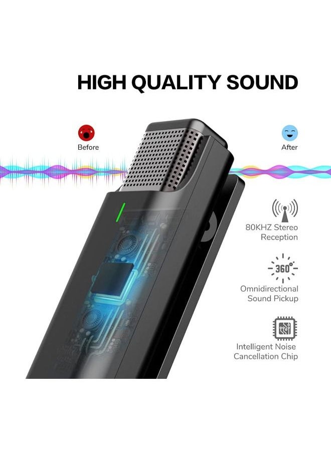 SHOPI - Dule Mic Wireless Lavalier Microphone, 1 for 2 2.4GHz Noise Reduction Microphone System with Charging Case, Plug & Play Automatically Pairing Wireless Microphone, Clear Pickup Recording Mic - Image 1
