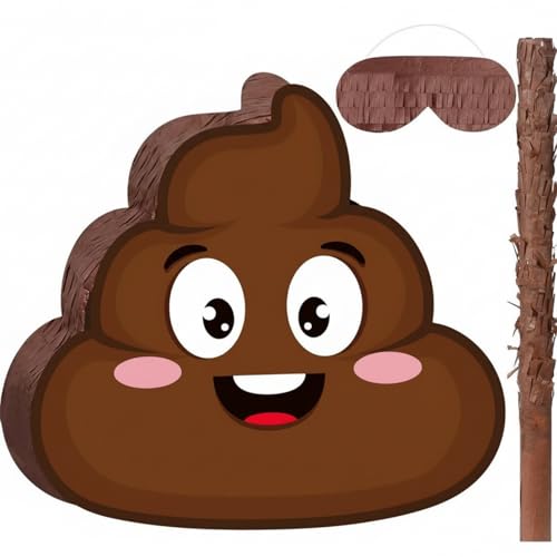 Harrycle Poop Piata Set Included Brown Funny Poop Piata Black Yellow Piatas Stick Blindfold Confetti for Adults Birthday Fiestas Poop Party Game Decorations 134 x 126 x 3 Inch - Image 1