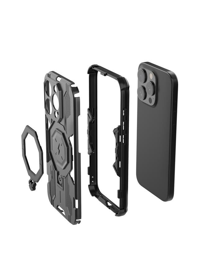 اس-توب جراب لهاتف iPhone 15 Pro Max MagSafe Supersonic Armor Holder PC Hybrid TPU جراب هاتف - Image 5