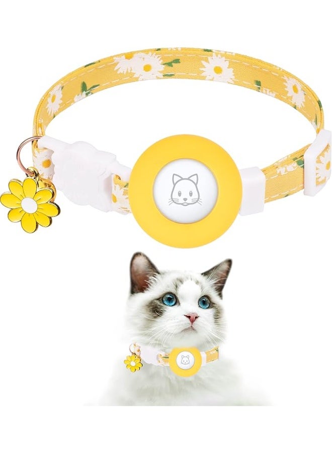 AirTag Cat Collar Breakaway with Bell, Flower Charm & Silicone Holder for Apple AirTag – Adjustable, Lightweight, Glow in the Dark Safety Kitten Collar for Girls Boys Small Dogs & Puppies - Image 1