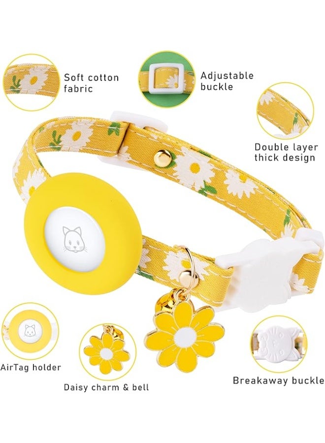 AirTag Cat Collar Breakaway with Bell, Flower Charm & Silicone Holder for Apple AirTag – Adjustable, Lightweight, Glow in the Dark Safety Kitten Collar for Girls Boys Small Dogs & Puppies - Image 2