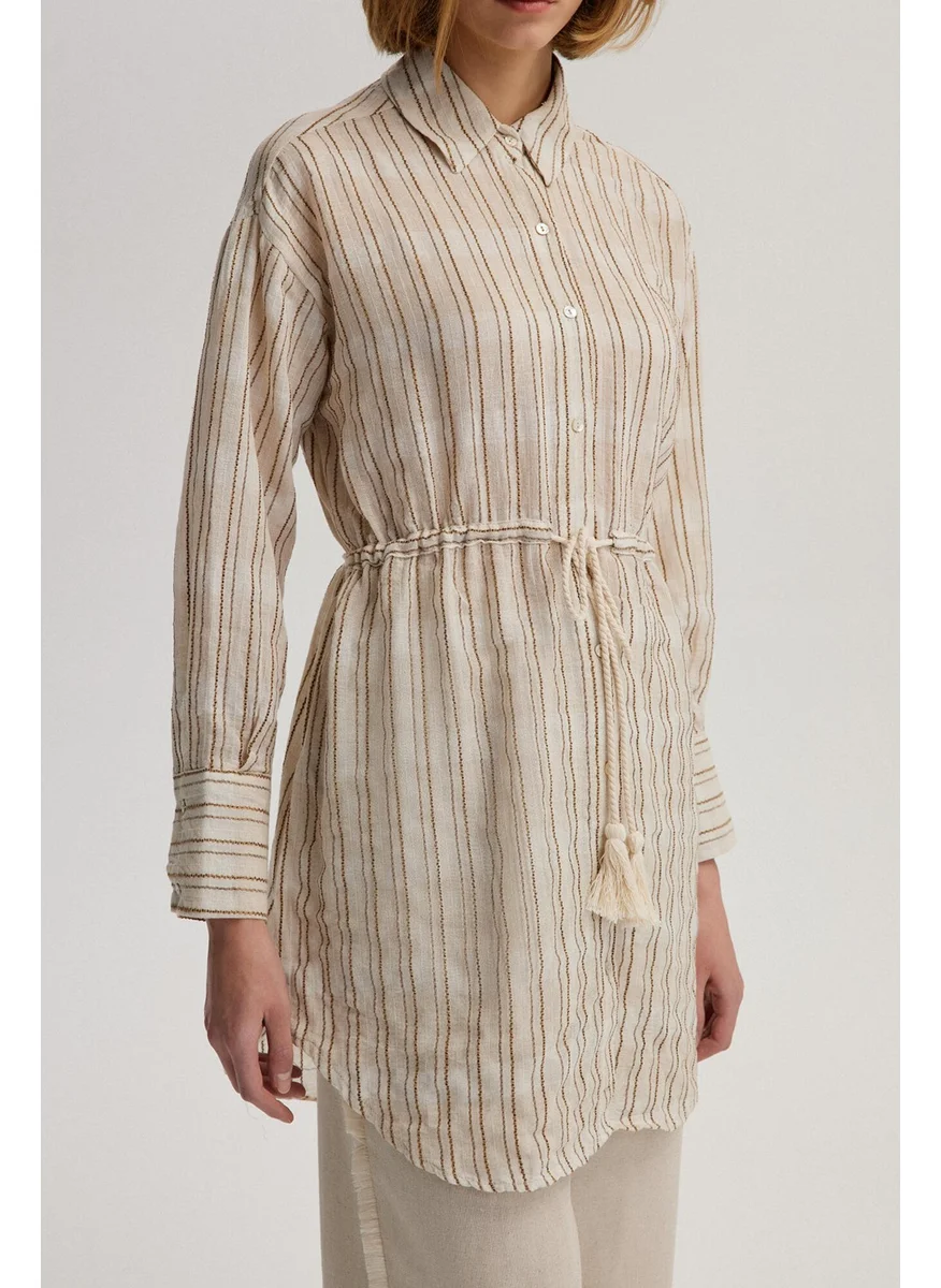 Touche Waist Gathered Linen Textured Shirt