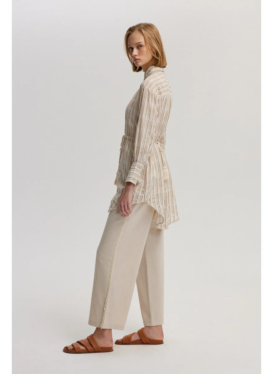 Touche Waist Gathered Linen Textured Shirt