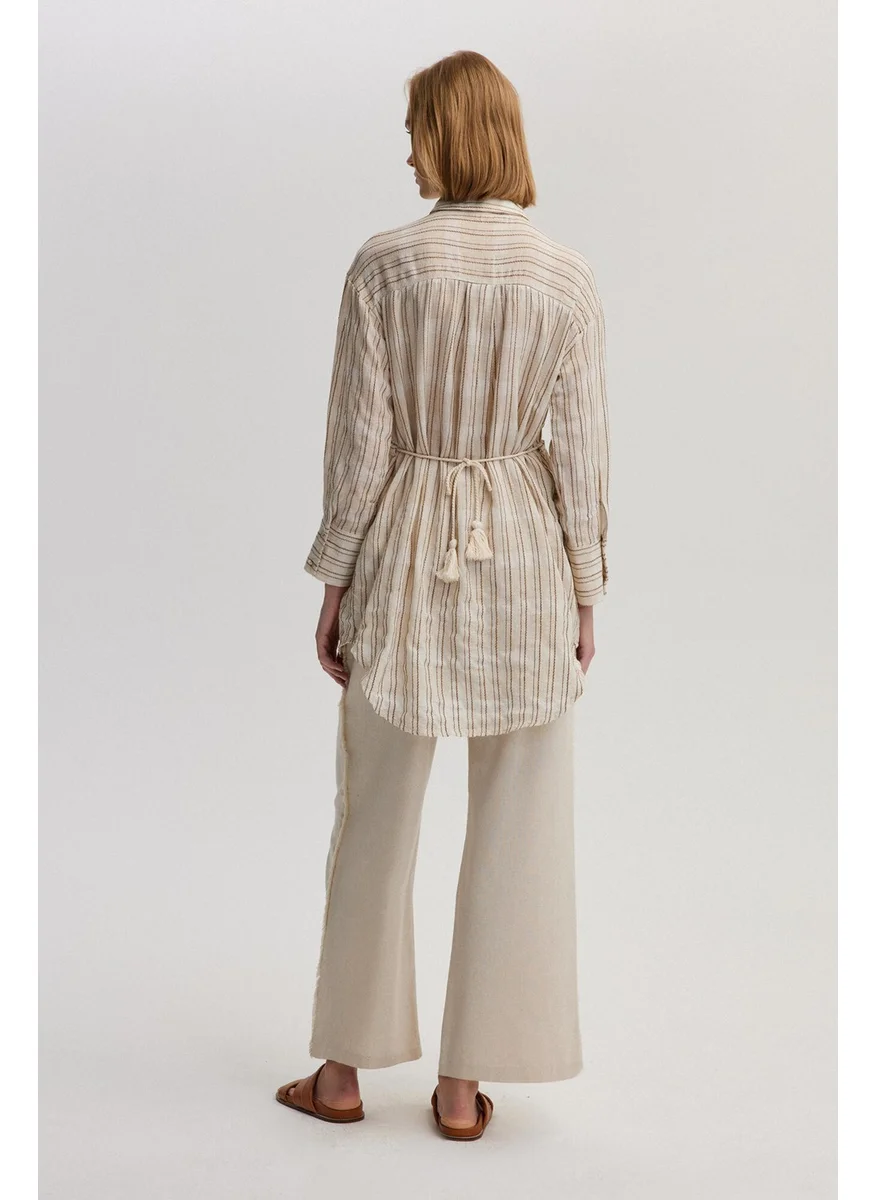Touche Waist Gathered Linen Textured Shirt