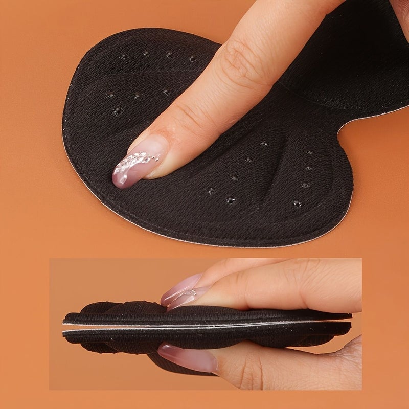 4 Pcs Black Non-Slip Heel Pads Soft Breathable Self-Adhesive Cushions Inserts Wear Resistance Shock Absorption Shoe Size Adjusters - Image 5