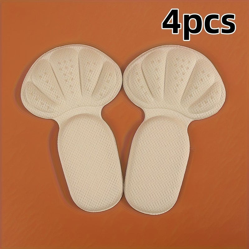 4 Pcs Black Non-Slip Heel Pads Soft Breathable Self-Adhesive Cushions Inserts Wear Resistance Shock Absorption Shoe Size Adjusters - Image 2