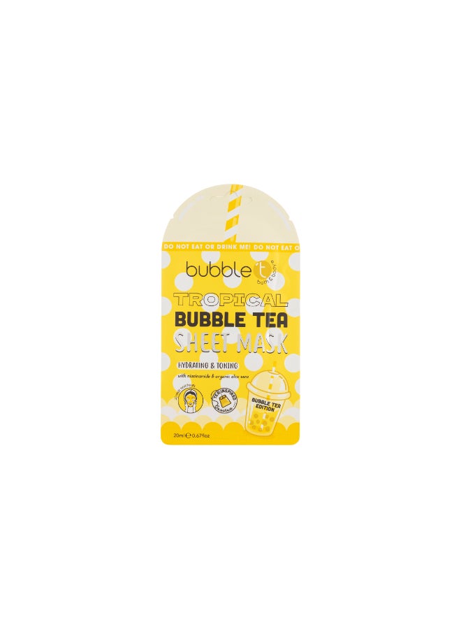 Bubble T Nourishing Tropical Face Sheet Mask with Aloe Vera & Niacinamide - Hydrates & Revitalizes Skin, Infused with a Sweet, Exotic Scent (20 ml) - Image 1