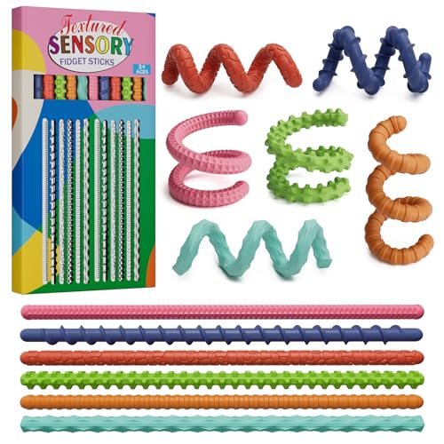 TIKWORK Sensory Fidget Toys for Kids Adults12PCS Flexible Fidget Sticks for Stress Anxiety Autistic ADHD Calm Down Travel Airplane Classroom Students Prizes Toys Stocking Stuffers for Teens Boys Girls - Image 1