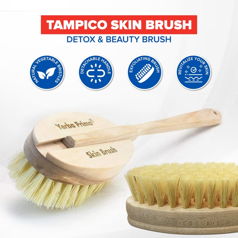Yerba Prima Tampico Skin Brush (Pack of 1) - Natural Vegetable Fiber Bristles for Dry Skin Brushing - Image 3