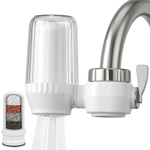 Supvox Faucet Activated Carbon Water Filter Active Carbon Filtration Core Water Filter Faucet Mount Water Filtration System for Tap Water, Hard Water Softener, Universal Water Tap Filter, Clear - Image 1