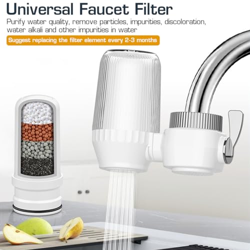Supvox Faucet Activated Carbon Water Filter Active Carbon Filtration Core Water Filter Faucet Mount Water Filtration System for Tap Water, Hard Water Softener, Universal Water Tap Filter, Clear - Image 3
