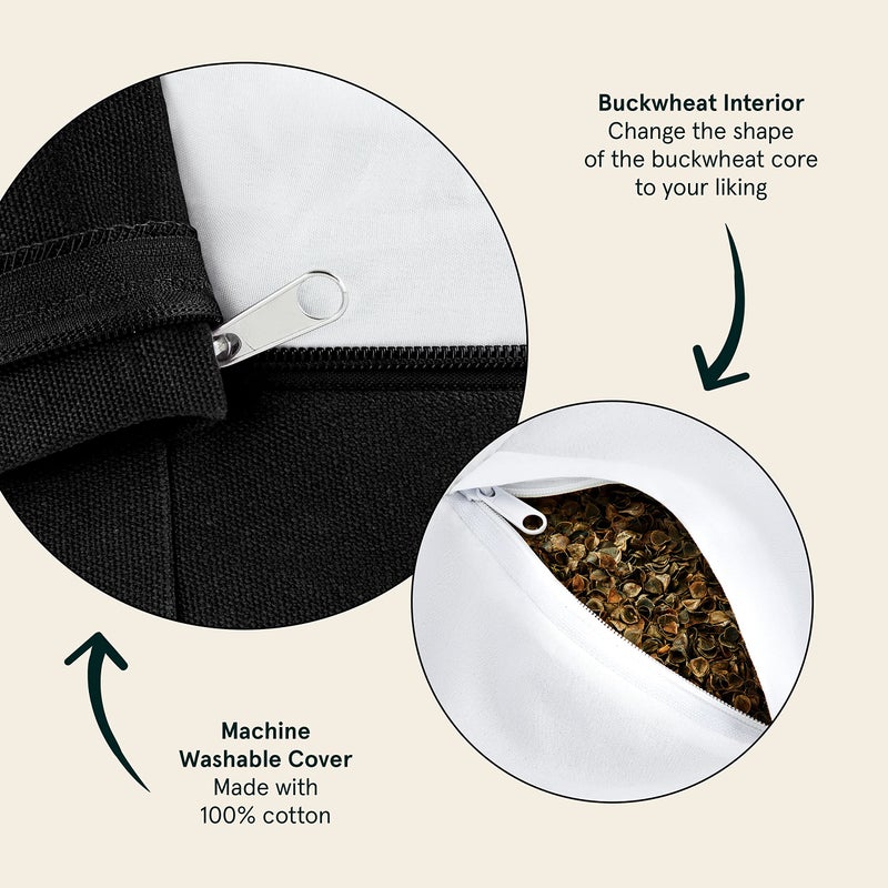 Retrospec Sedona Zafu Meditation Cushion & Floor Pillow with Buckwheat Hulls - Adjustable Yoga Accessory for Women - 13in Round Cotton Seat with Handle & Washable Cover - Image 2