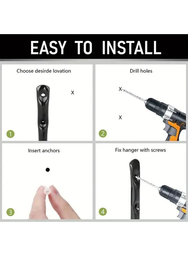 2 Sets Black J Shaped Hooks Wall Mounted Bike Rack Storage Organizer - Image 5