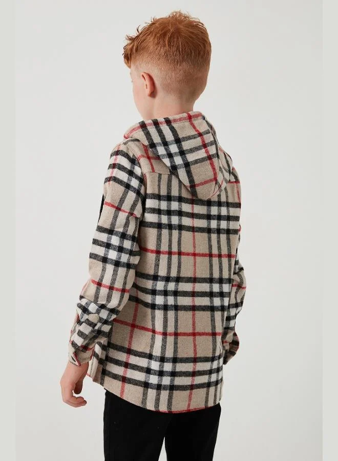 Lela  Lela Hooded Double Pocket Plaid Lumberjack Shirt Boy SHIRT CF25W81786 for Men | Best Price UAE