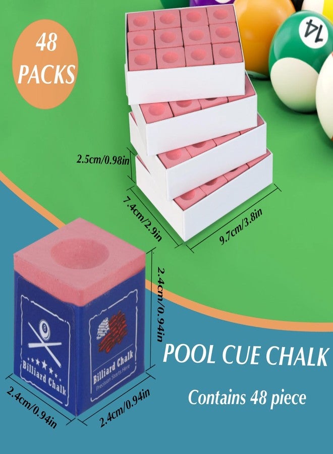 Kmise Professional Pool Cue Chalk, 12 Cubs / 48 Cubs, with Storage Box, Fine Powder, 4 Colors, Billiard Cue Chalk Suitable for Each Cue Tip Size (Pink, 48 Pack) - Image 2
