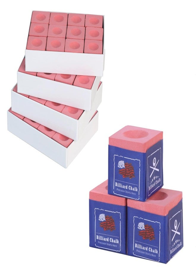 Kmise Professional Pool Cue Chalk, 12 Cubs / 48 Cubs, with Storage Box, Fine Powder, 4 Colors, Billiard Cue Chalk Suitable for Each Cue Tip Size (Pink, 48 Pack) - Image 1