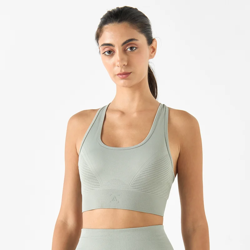 ADOT by Splash Textured Seamless Sports Bra with Cross Back Strap