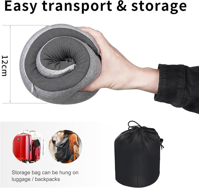Pomefar Travel Pillow, Wander Plus Travel Neck Pillow with Eye Masks, Earplugs, Memory Foam Travel Pillow, Neck Pillow for Airplanes, Car, Travel Essentials (Grey) - Image 2