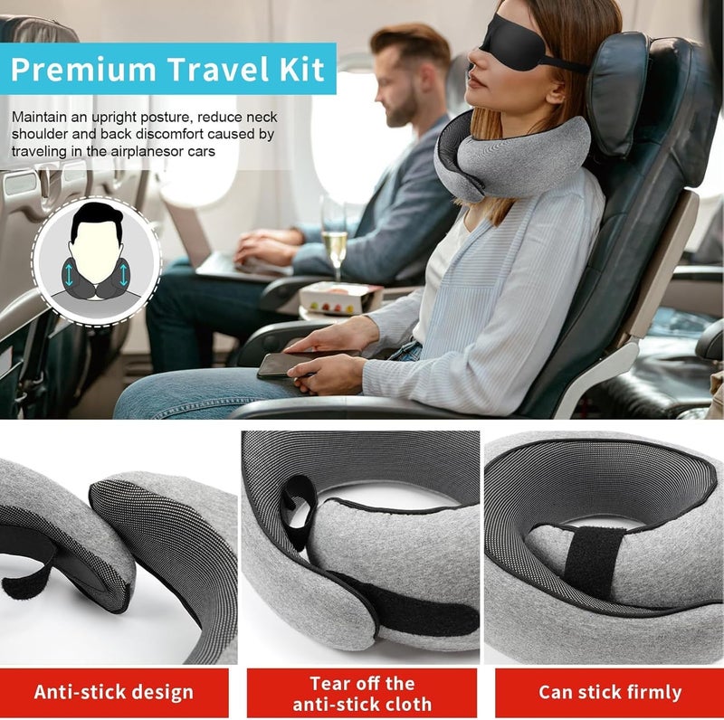 Pomefar Travel Pillow, Wander Plus Travel Neck Pillow with Eye Masks, Earplugs, Memory Foam Travel Pillow, Neck Pillow for Airplanes, Car, Travel Essentials (Grey) - Image 4