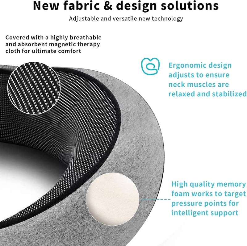 Pomefar Travel Pillow, Wander Plus Travel Neck Pillow with Eye Masks, Earplugs, Memory Foam Travel Pillow, Neck Pillow for Airplanes, Car, Travel Essentials (Grey) - Image 3