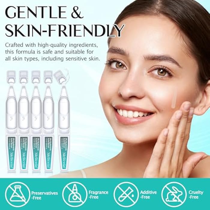 Meifenla 3% Hyaluronic Acid Serum for Face,Ultra-Hydrating Hyaluronic Acid Serum Tube Smooth Skin Deep Moisturizing Facial Serum for Anti-Aging with 30 Pcs Single-Use Vials Design - Image 3