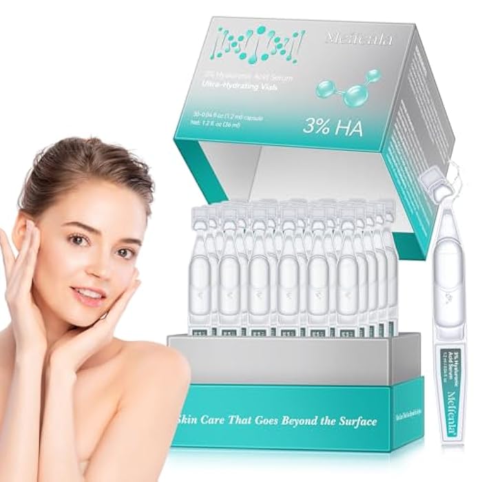 Meifenla 3% Hyaluronic Acid Serum for Face,Ultra-Hydrating Hyaluronic Acid Serum Tube Smooth Skin Deep Moisturizing Facial Serum for Anti-Aging with 30 Pcs Single-Use Vials Design - Image 1