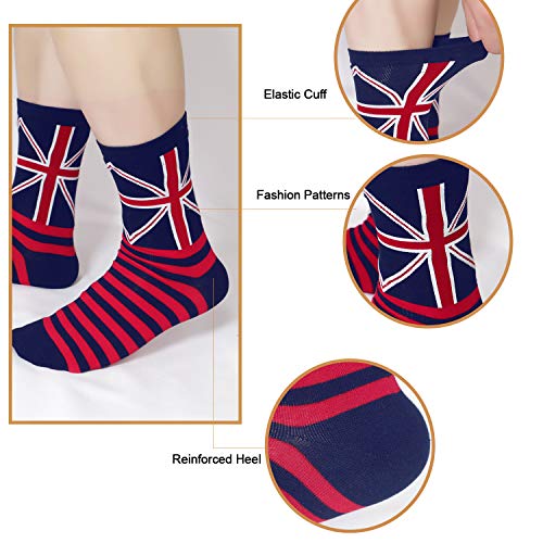 Bienvenu Men Uk Flag Print British Flag Colorful Dress Socks Casual Cotton Crew Socks - Image 4