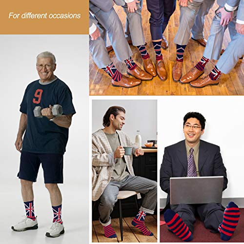 Bienvenu Men Uk Flag Print British Flag Colorful Dress Socks Casual Cotton Crew Socks - Image 5