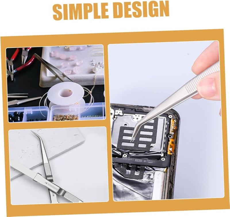 Stainless Steel Jewelry Tweezers Precision Static Non Tools for Crafts Electronics Eyelash Application - Image 5