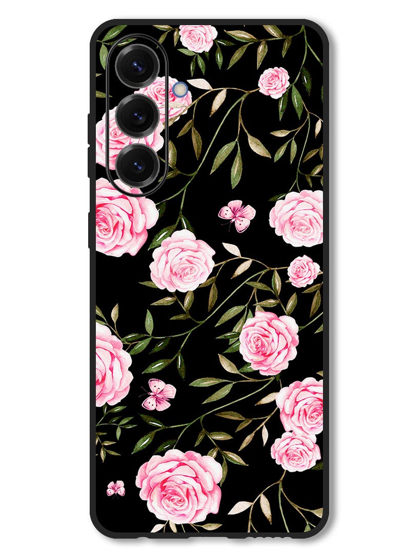 Theodor Case Compatible with Samsung Galaxy F16/ M16 Protection Shockproof Bumper Cover Rose In Bunches Of Small Leaves - Image 1