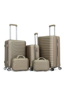 GIORDANO Hardshell Luggage Double Spinner Trolley Bag 5 Pieces Set,Champagne (BC-12",BC-14",S-20",M-24",L-28")  - Image 1