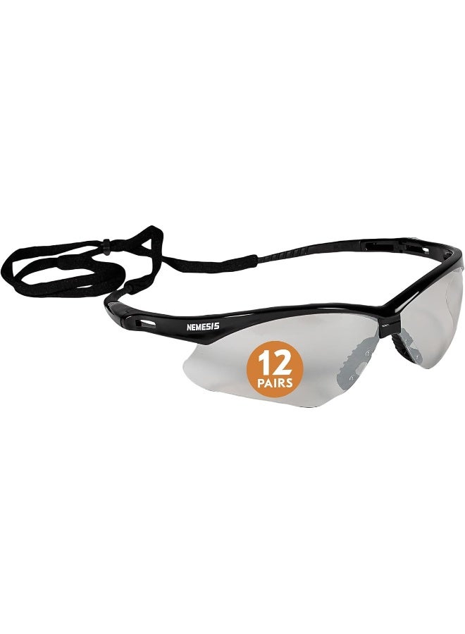 KLEENGUARD Jackson Safety V30 Nemesis Safety Glasses (25685), Indoor/Outdoor Lens with Black Frame, 12 Pairs/Case - Image 1