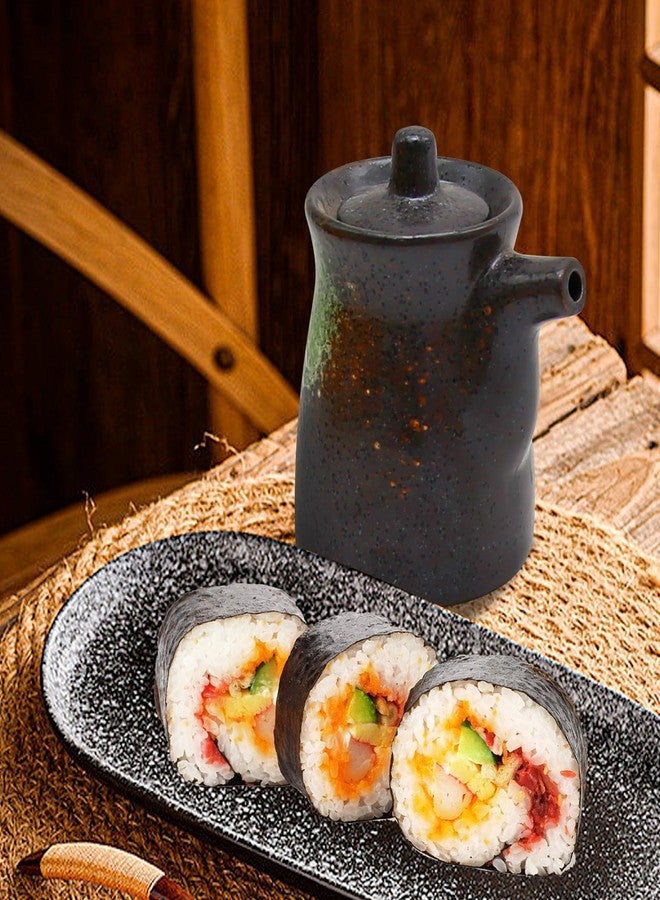 MDEOOSKY Ceramic Seasoning Bottle, Japanese Style Earthenware Ceramic Oil Dispenser, Olive Oil Dispenser, Sushi Sauce Container, for Kitchen Cooking, 6.76 fl oz (Green Snowflake) - Image 5
