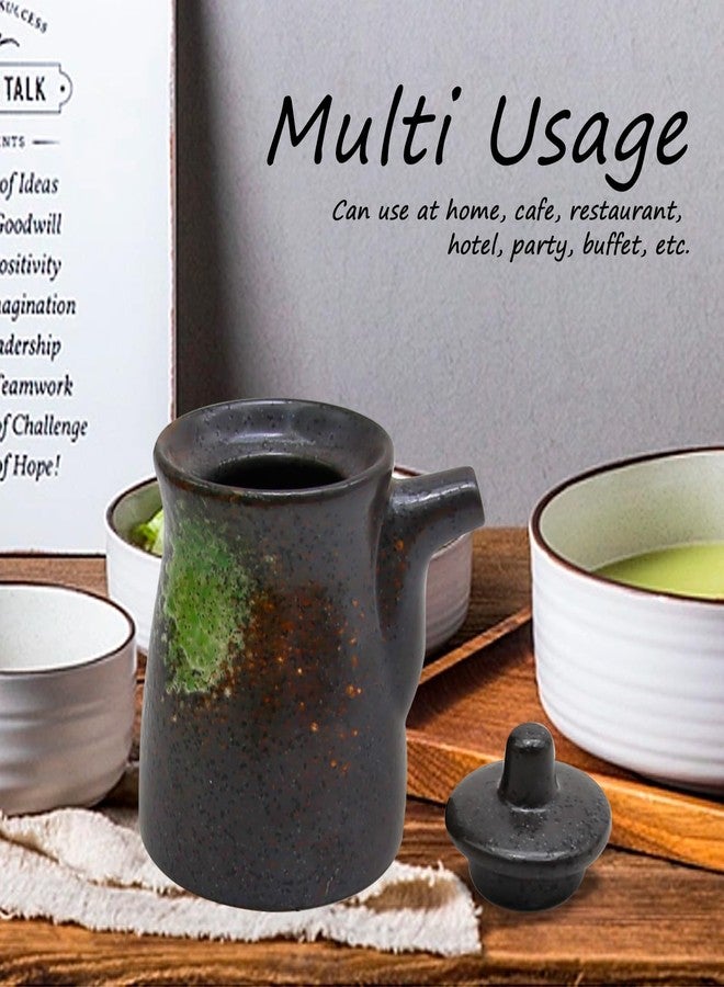 MDEOOSKY Ceramic Seasoning Bottle, Japanese Style Earthenware Ceramic Oil Dispenser, Olive Oil Dispenser, Sushi Sauce Container, for Kitchen Cooking, 6.76 fl oz (Green Snowflake) - Image 4