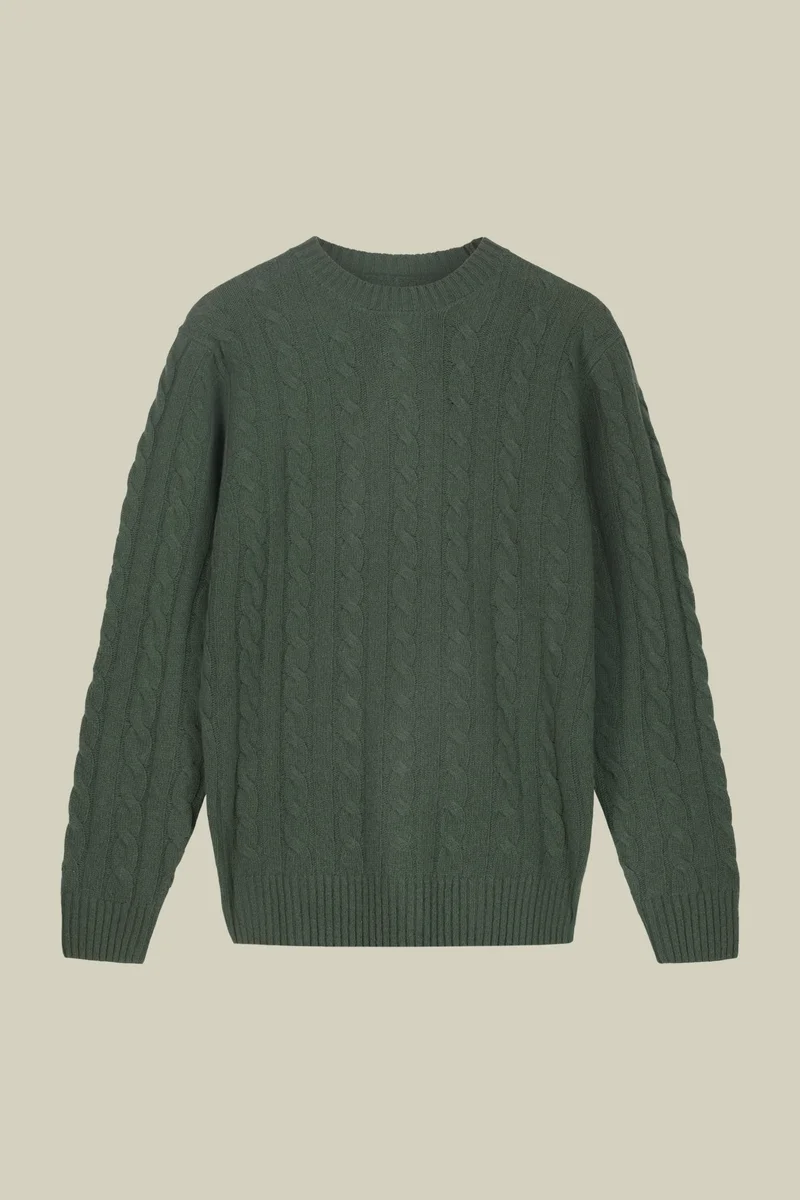 دوبل غانغر Men's lambswool crew neck jumper - LT Green