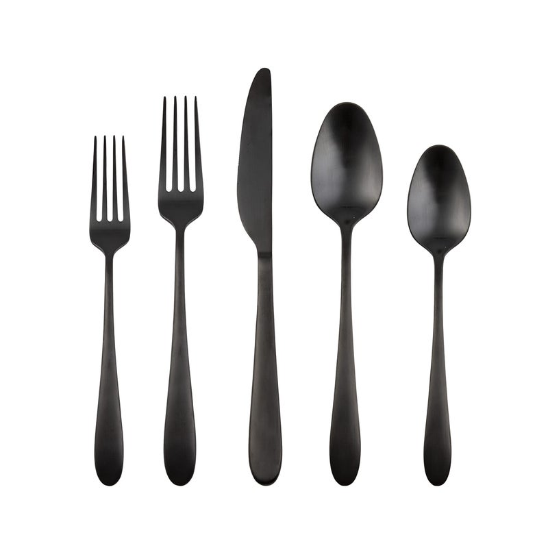 Cambridge Silversmiths Poet Black Satin 20Piece Flatware Set Service for 4