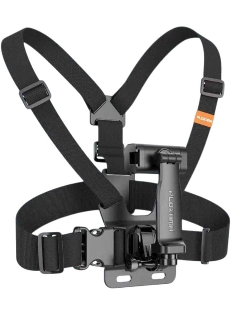 Plokama CX-10 Action Camera Chest Mount Harness Strap for Gopro & Phones Chesty Body Mount - Black - Image 1
