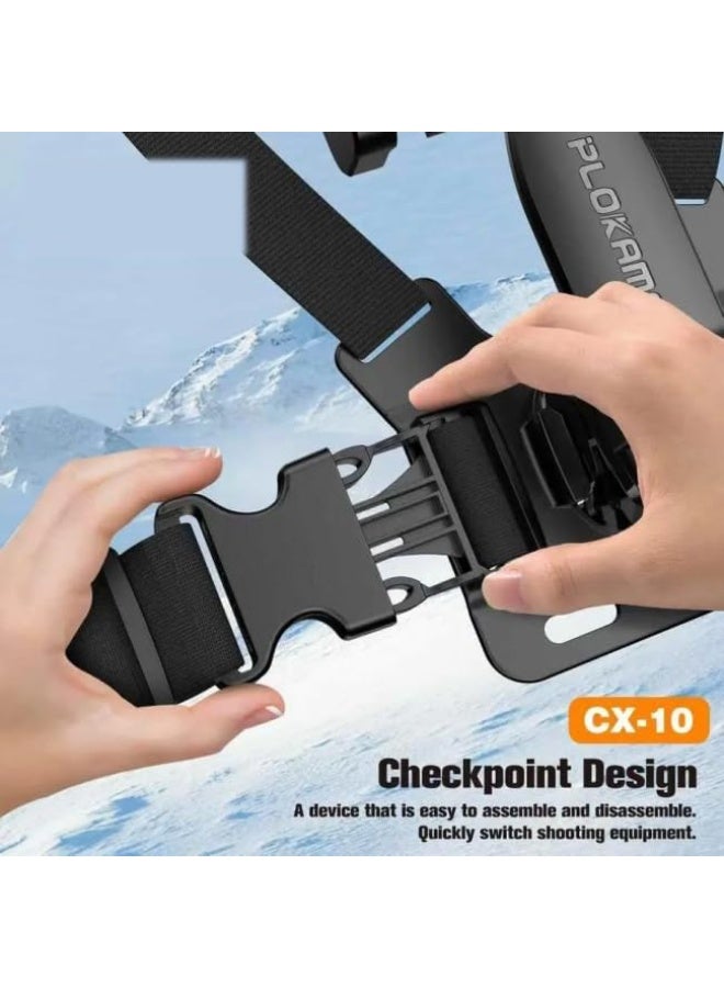 Plokama CX-10 Action Camera Chest Mount Harness Strap for Gopro & Phones Chesty Body Mount - Black - Image 3