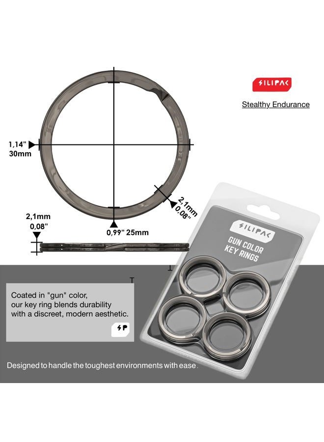 Silipac Key Rings Flat Split Keychain Bulk Heavy Duty Strong Keyring for Car Home Large Metal Dog Ring Tag Lanyards School Office DIY, Gun Color, Heat anodized 12pcs - Image 2