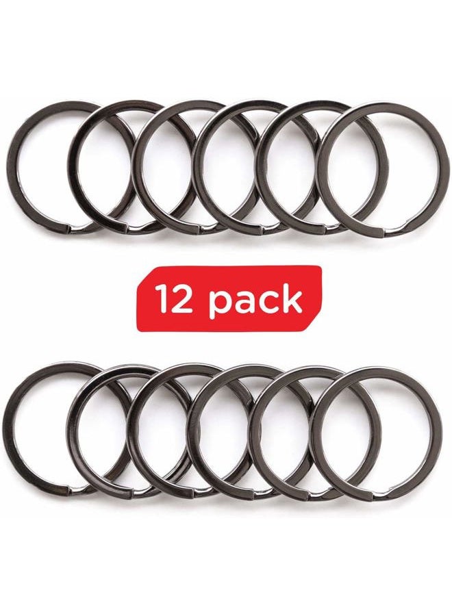 Silipac Key Rings Flat Split Keychain Bulk Heavy Duty Strong Keyring for Car Home Large Metal Dog Ring Tag Lanyards School Office DIY, Gun Color, Heat anodized 12pcs - Image 3