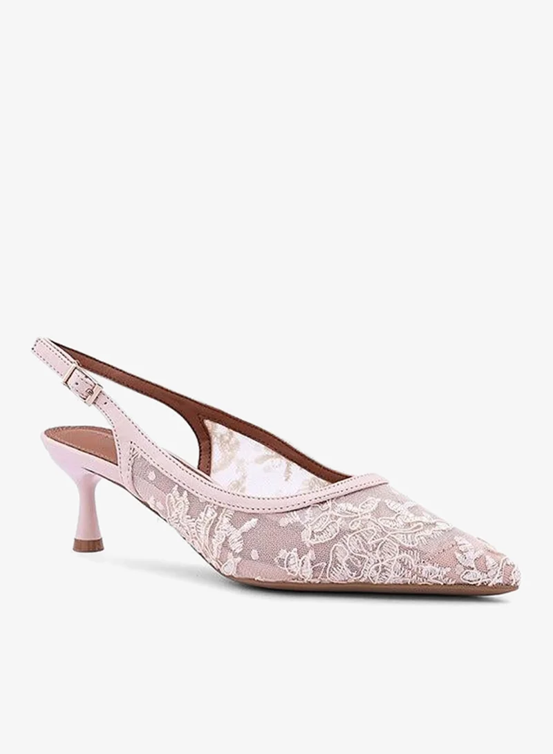 IconStyle Lace Embroidered Slingback Heels