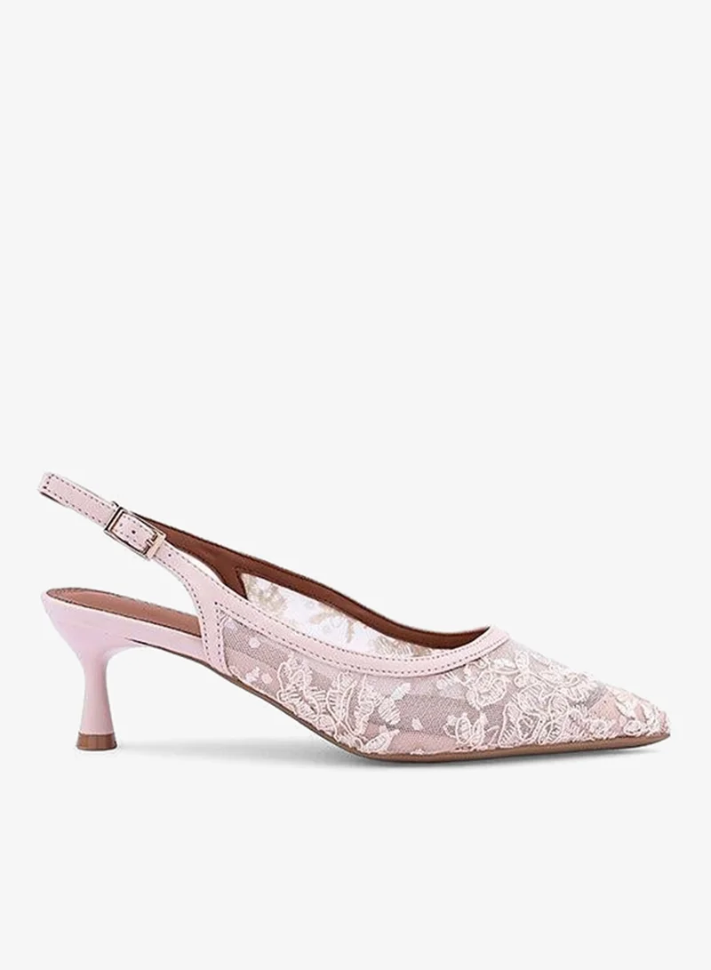 IconStyle Lace Embroidered Slingback Heels